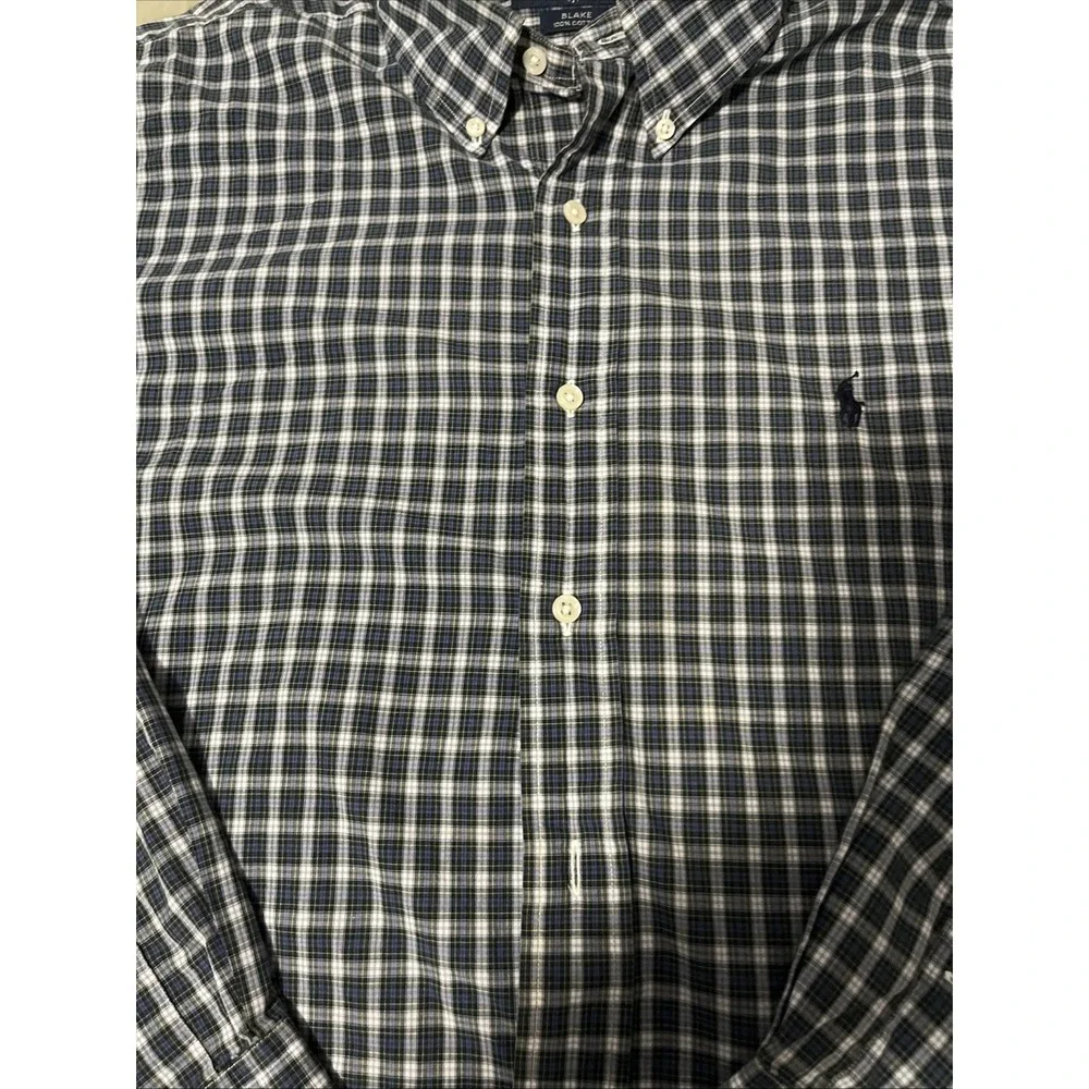 Polo Ralph Lauren Men's Shirt Blue Plaid XL Long Sleeve Button Front Classic Fit